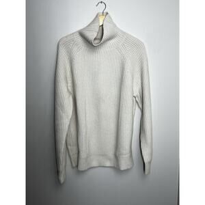 J Crew Midweight Cashmere Sweater Mens L Ribbed Raglan Sleeve Turtleneck Sweater